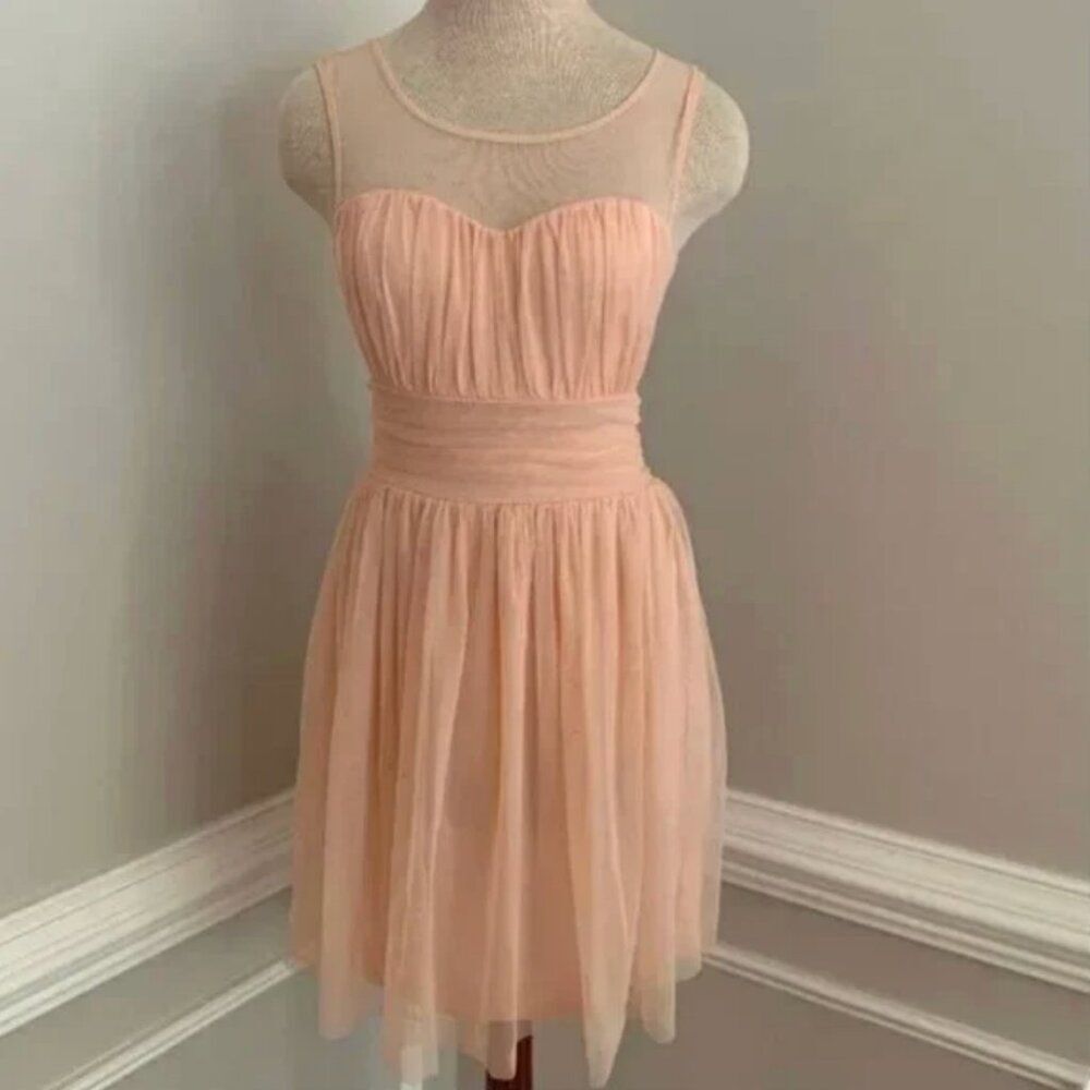ModCloth Women's Peach Party Dress with Tulle Size Small